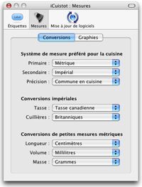 Pr&eacute;f&eacute;rences de conversions
